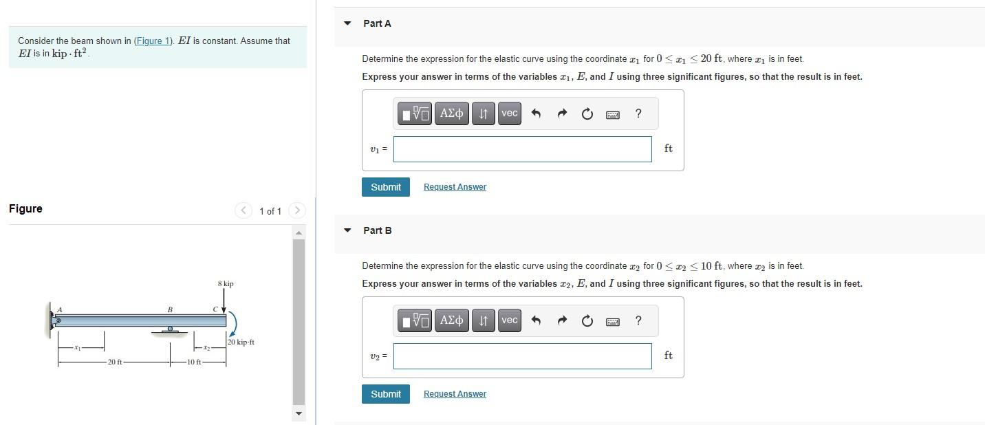 Solved Consider the beam shown in (Figure 1). EI is | Chegg.com