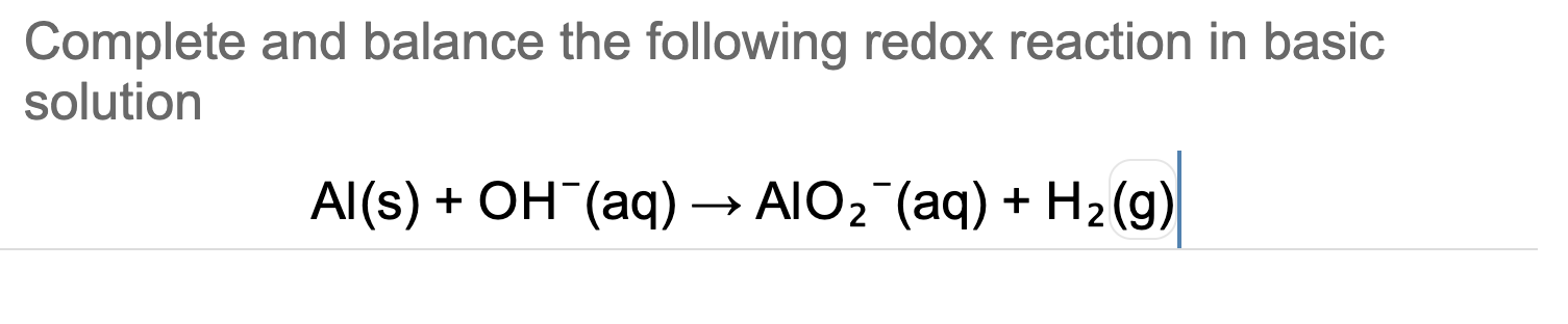 Solved Complete and balance the following redox reaction in | Chegg.com