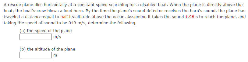 Solved A rescue plane flies horizontally at a constant speed | Chegg.com