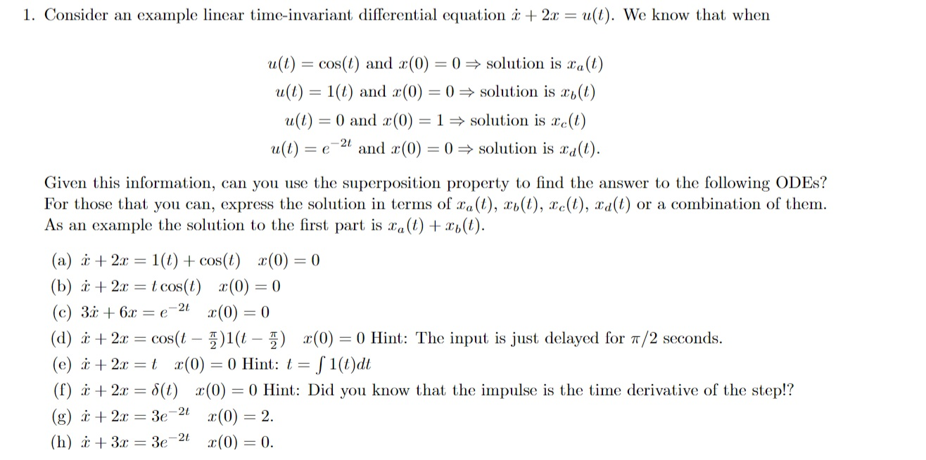 Consider An Example Linear Time Invariant Differen Chegg Com