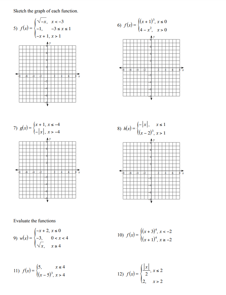 algebra 1 assignment sketch the graph of each function answer key