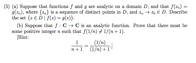 Solved (5) (a) Suppose that functions f and g are analytic | Chegg.com