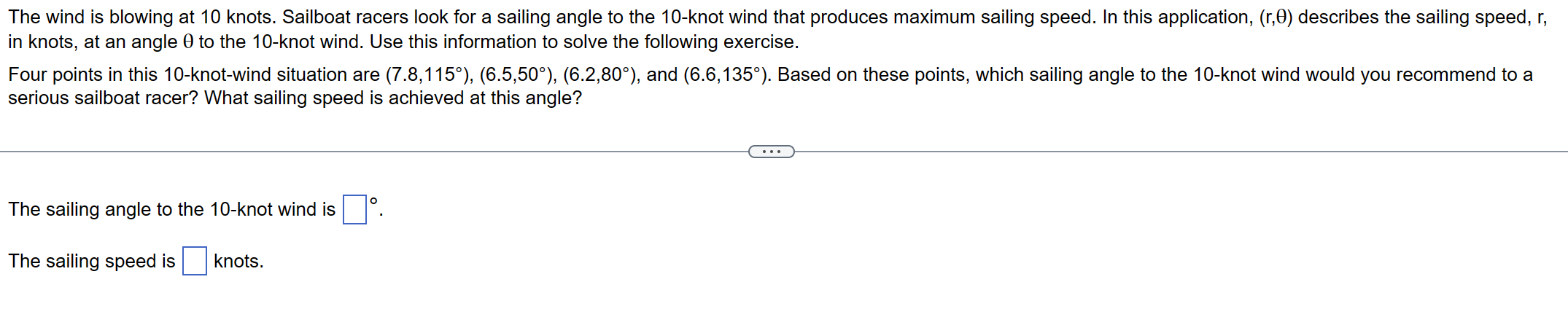 Solved The wind is blowing at 10 knots. Sailboat racers look | Chegg.com