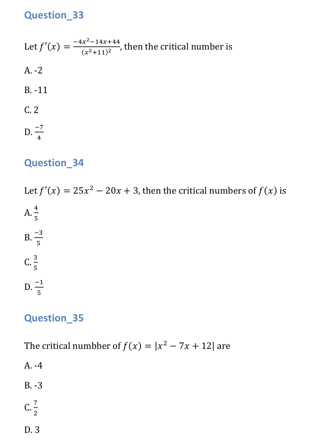 Solved Let F′ X X2 11 2−4x2−14x 44 Then The Critical