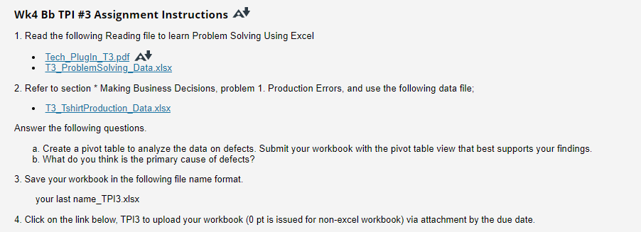 Solved Wk4 Bb TPI #3 Assignment Instructions A 1. Read the | Chegg.com