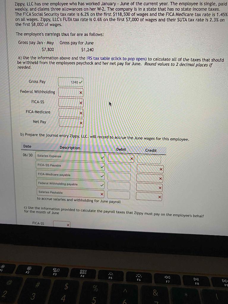 Zippy llc has one employee who has worked january chegg