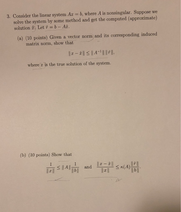 Solved 3. Consider the linear system Ax b, where A is | Chegg.com