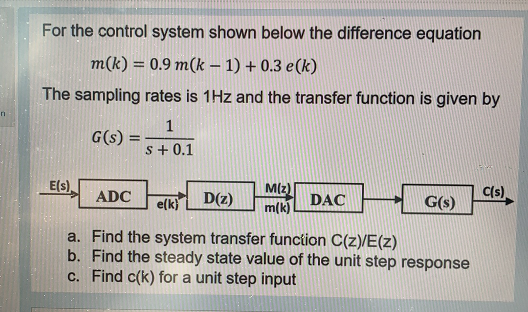 Solved For the control system shown below the difference | Chegg.com