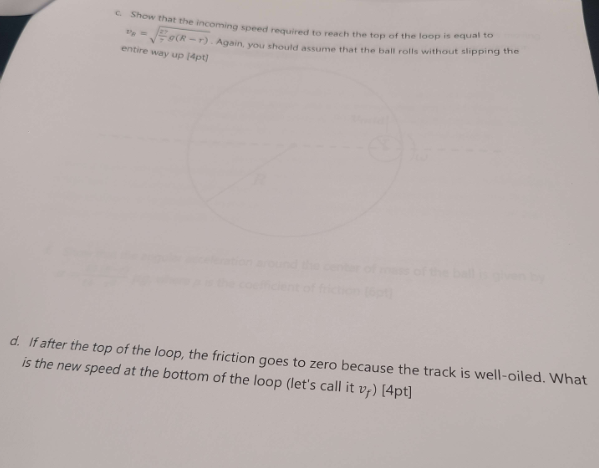 Solved 3. Physical Loop-the-toop [2000] Consider a spherical | Chegg.com