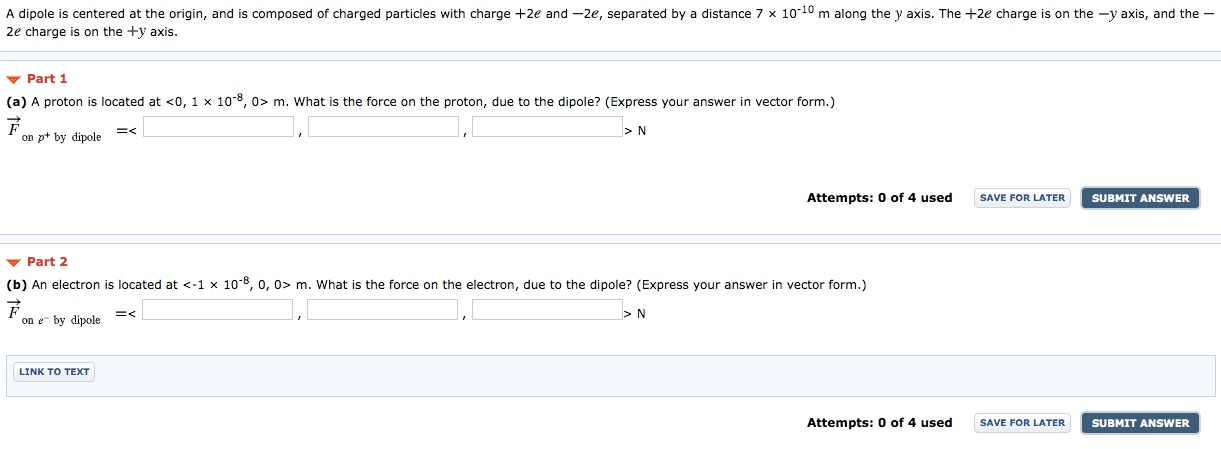 Solved A dipole is centered at the origin, and is composed | Chegg.com
