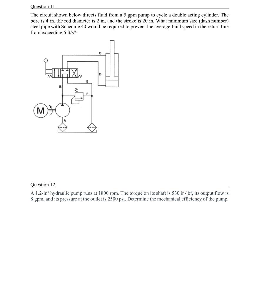 Solved Question 11 The circuit shown below directs fluid | Chegg.com