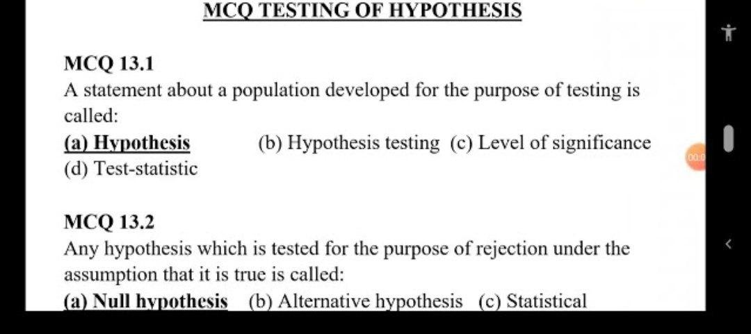 hypothesis testing in research methodology mcq