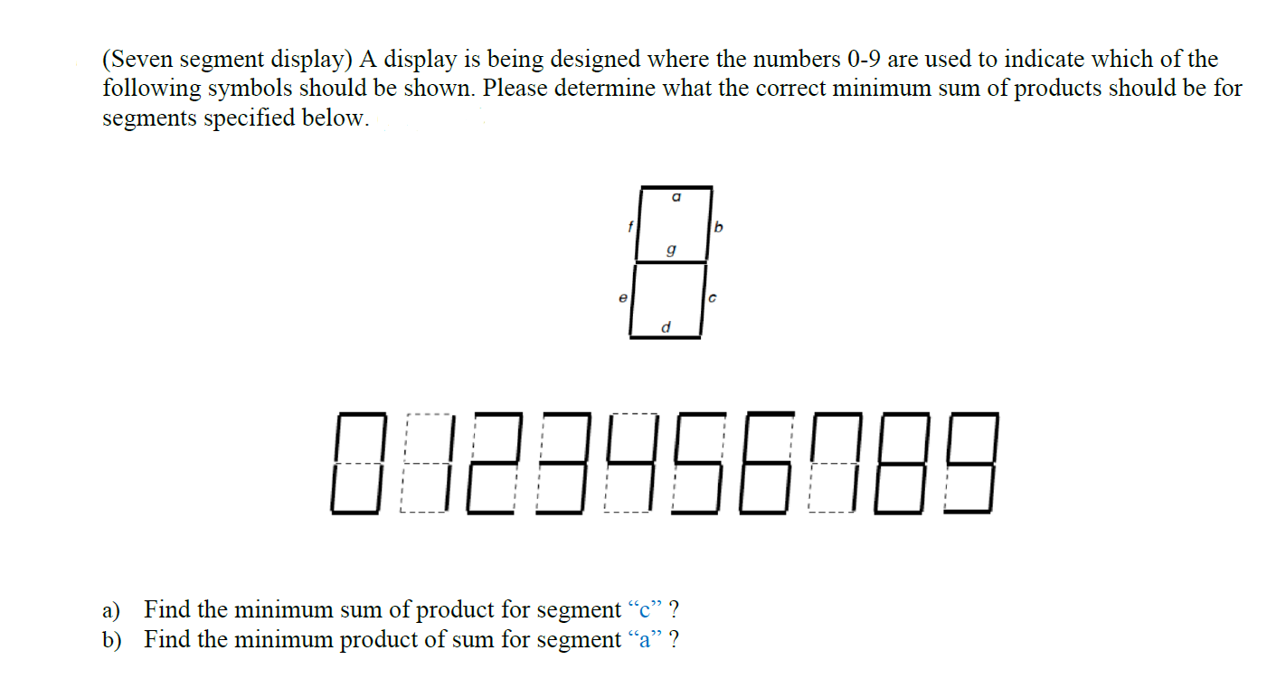 Solved (Seven segment display) A display is being designed | Chegg.com