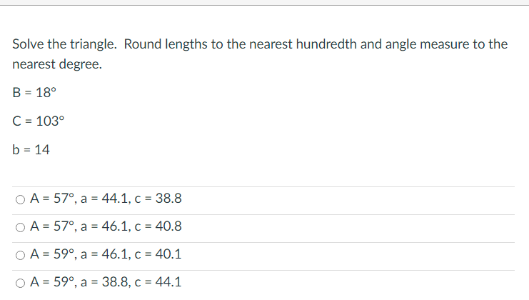 Solved Which of the following triangles have two solutions? | Chegg.com