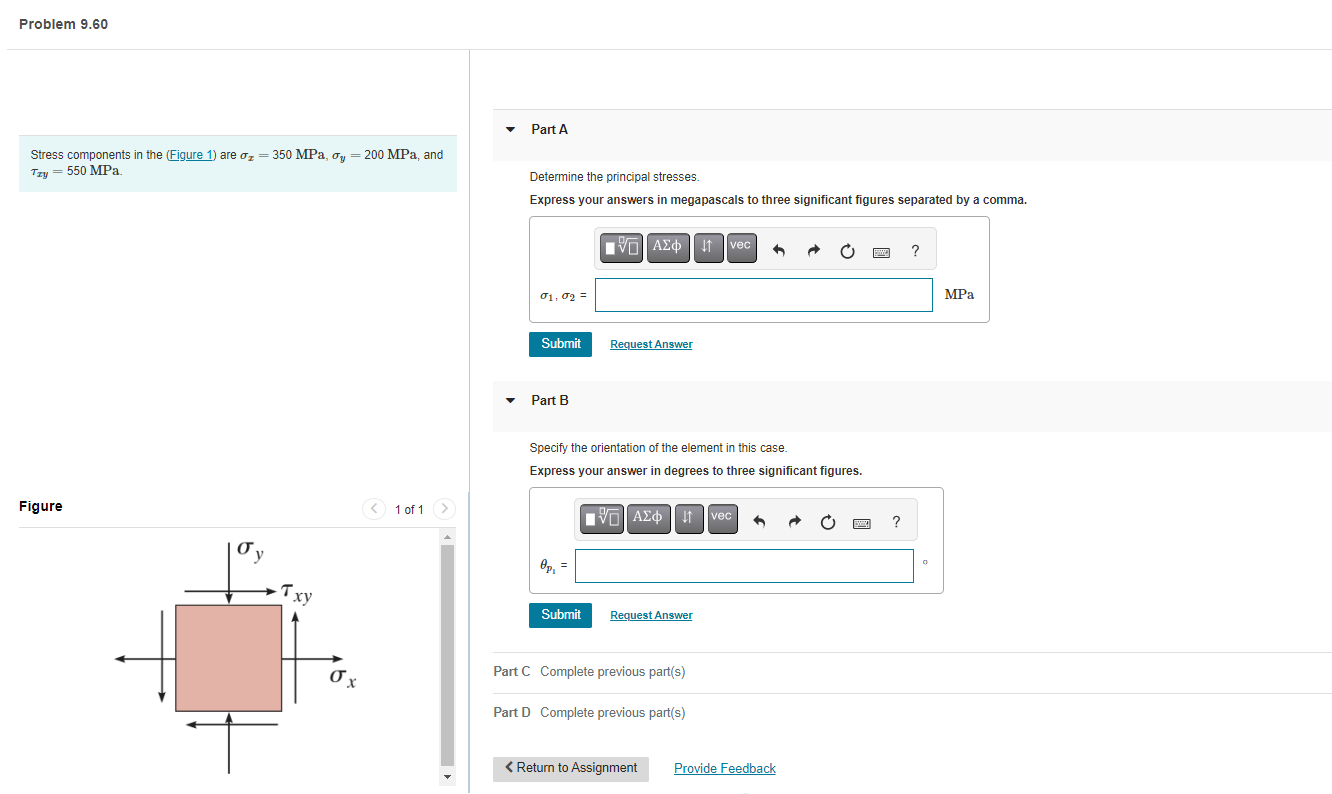 Solved Stress components in the (Figure 1) are | Chegg.com