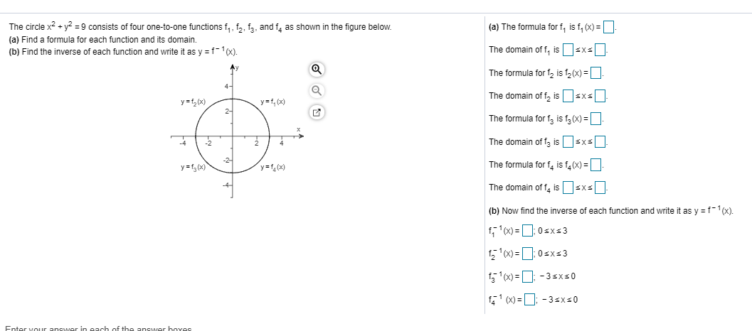 Solved The Circle X2 Y2 9 Consists Of Four One To One Chegg Com