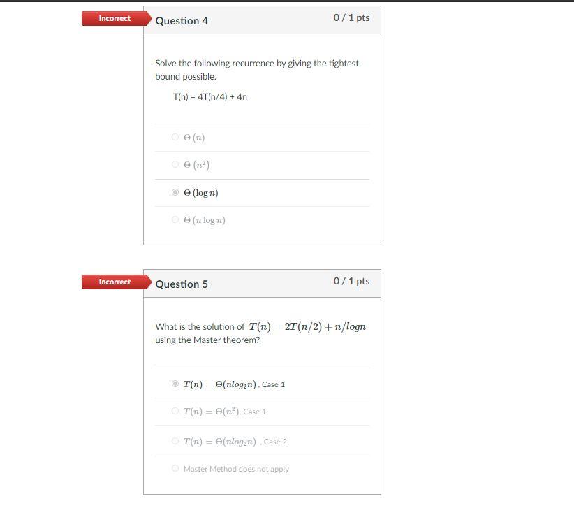Solved Incorrect Question 4 0/1 pts Solve the following | Chegg.com