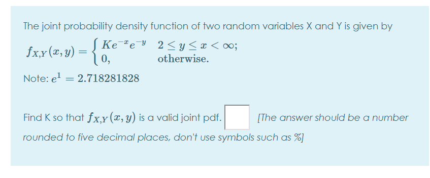 Solved The joint probability density function of two random | Chegg.com