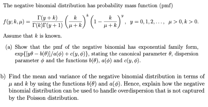 Solved The Negative Binomial Distribution Has Probability