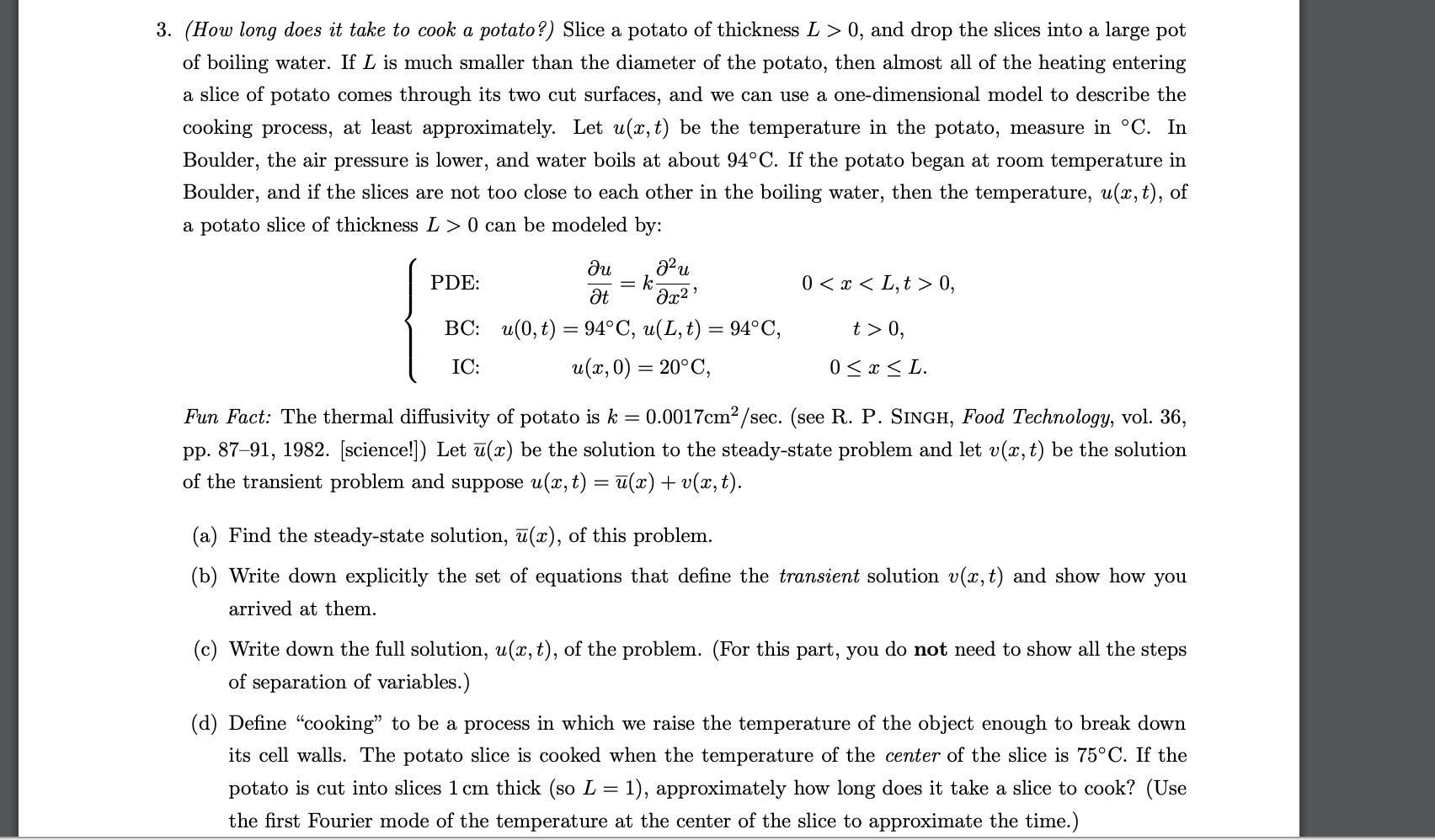 Solved 3. (How long does it take to cook a potato?) Slice a