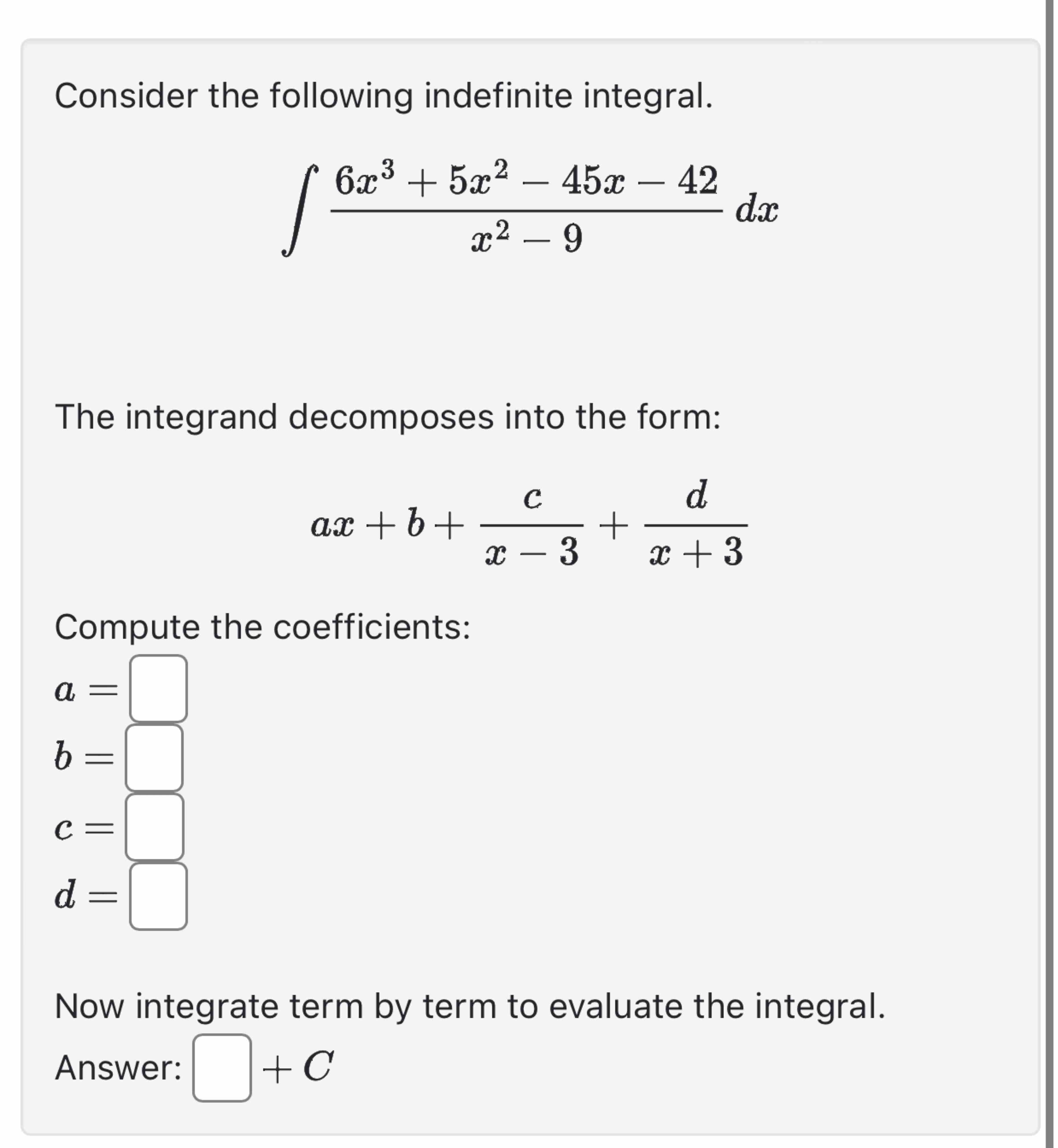 Solved Consider the following indefinite | Chegg.com