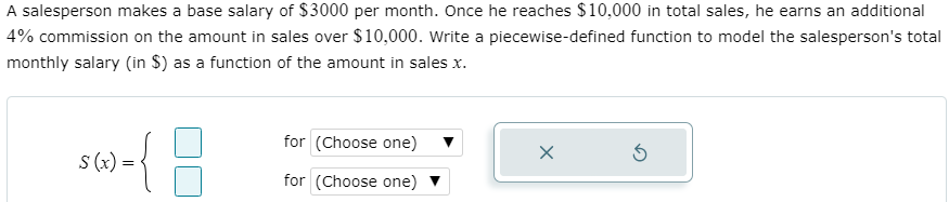Solved A salesperson makes a base salary of $3000 per month. | Chegg.com