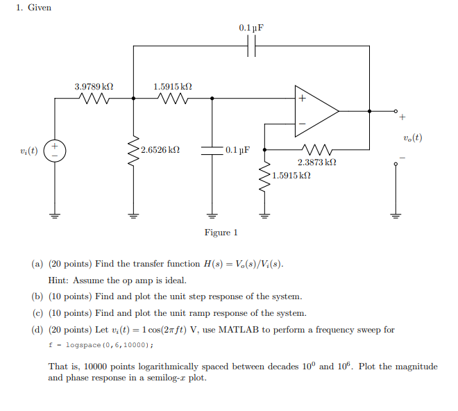 Solved A Points Find The Transfer Function H S Chegg Com