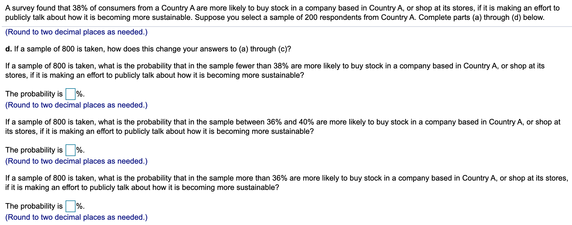 Solved A Survey Found That 38% Of Consumers From A Country A | Chegg.com