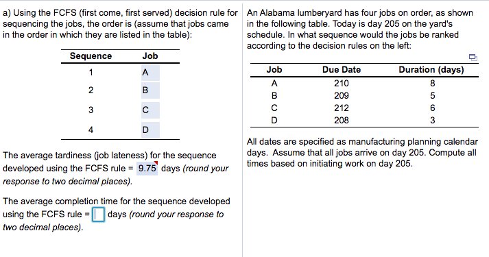Solved The average completion time for the sequence | Chegg.com