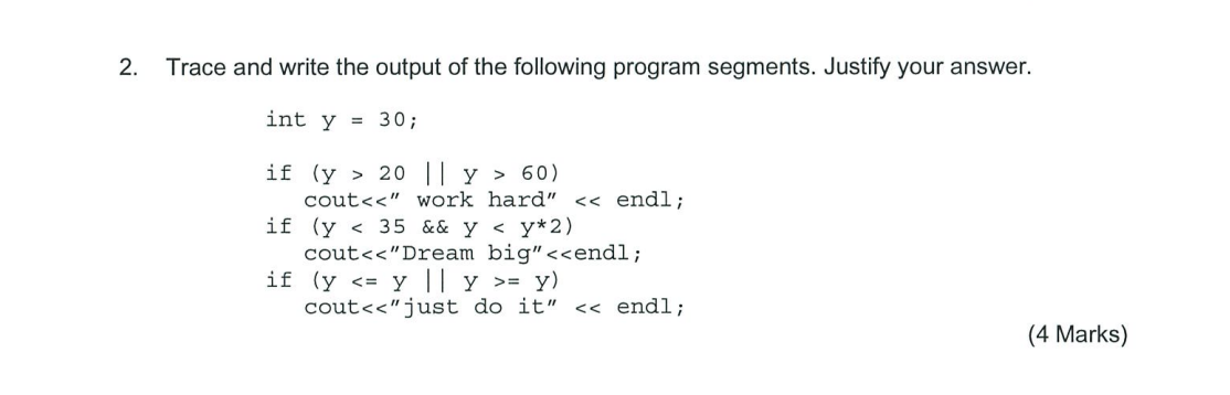 Solved 2. Trace and write the output of the following | Chegg.com