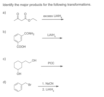 Solved Identify the major products for the following | Chegg.com