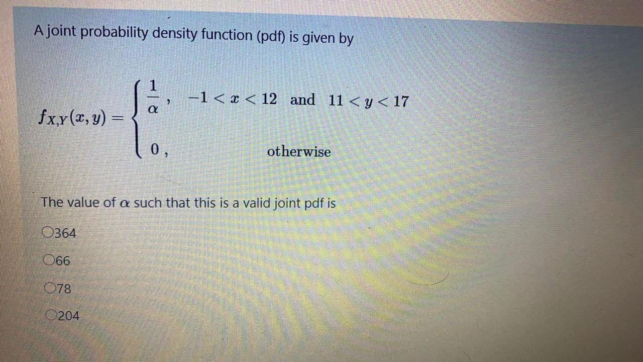 Solved A joint probability density function (pdf) is given | Chegg.com
