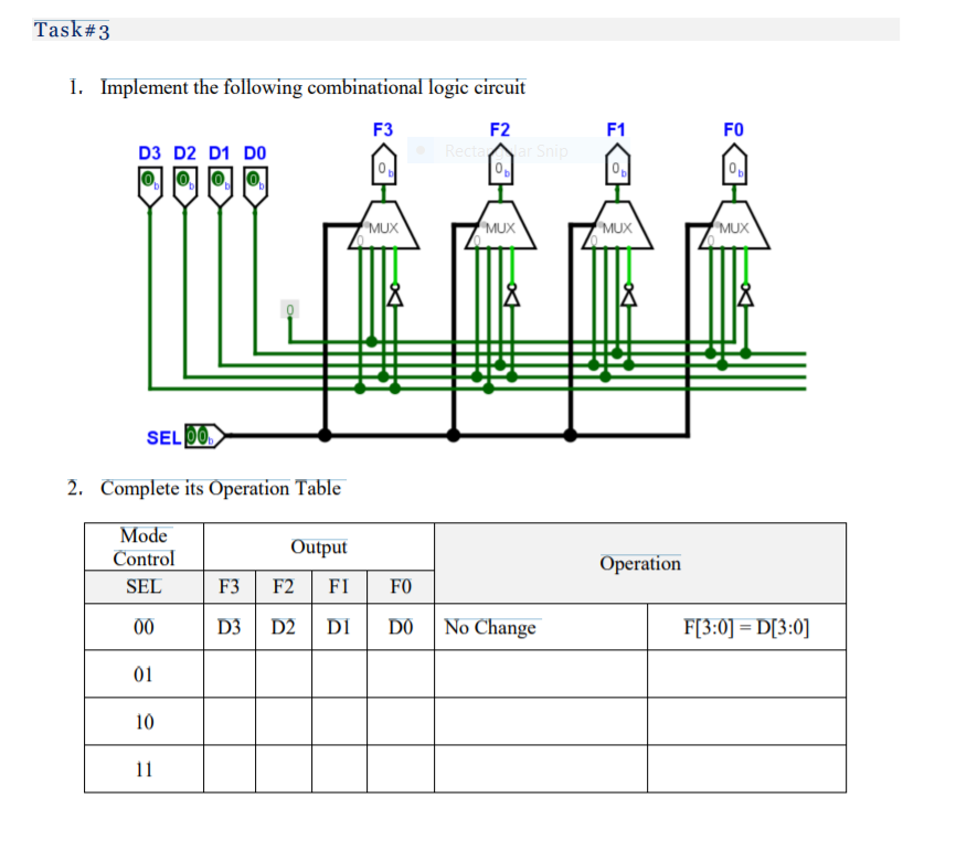 Solved Task#3 1. Implement The Following Combinational Logic | Chegg.com