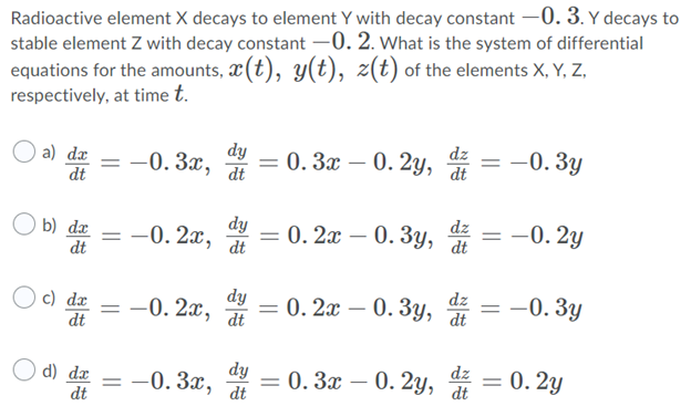 Solved Radioactive element X decays to element Y with decay | Chegg.com