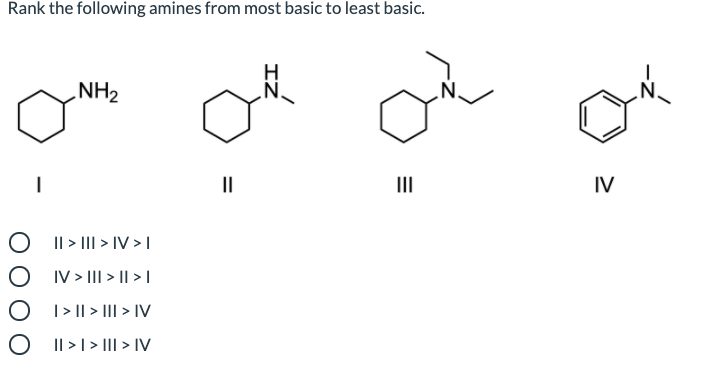 Solved Rank the following amines from most basic to least | Chegg.com