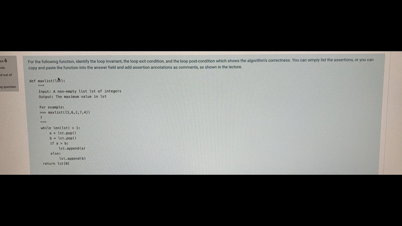 Solved For The Following Function Identify The Loop Chegg Com
