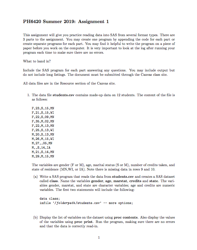 Solved PH6420 Summer 2019: Assignment 1 This Assignment Will | Chegg.com