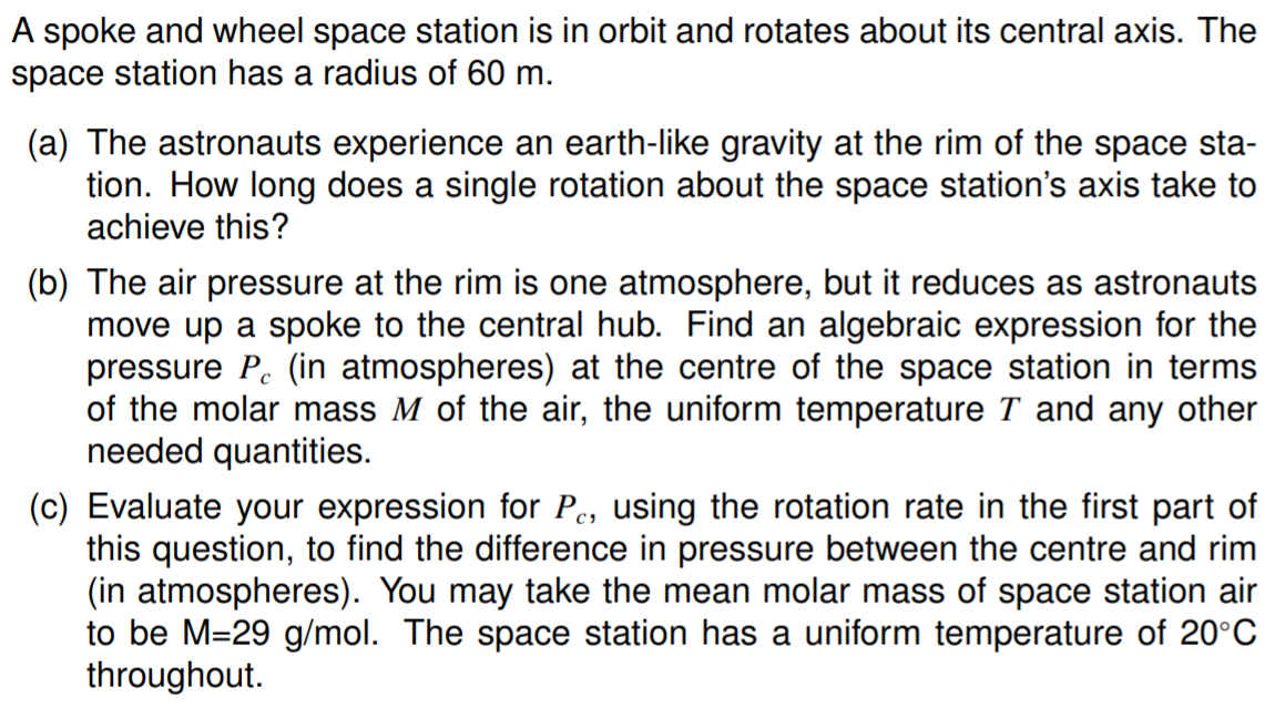 Solved A spoke and wheel space station is in orbit and | Chegg.com