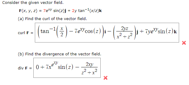 Solved Consider the given vector field. F(x, y, z) = 7e | Chegg.com