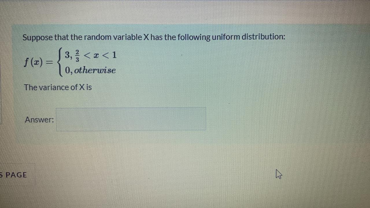 Solved Suppose that the random variable X has the following | Chegg.com