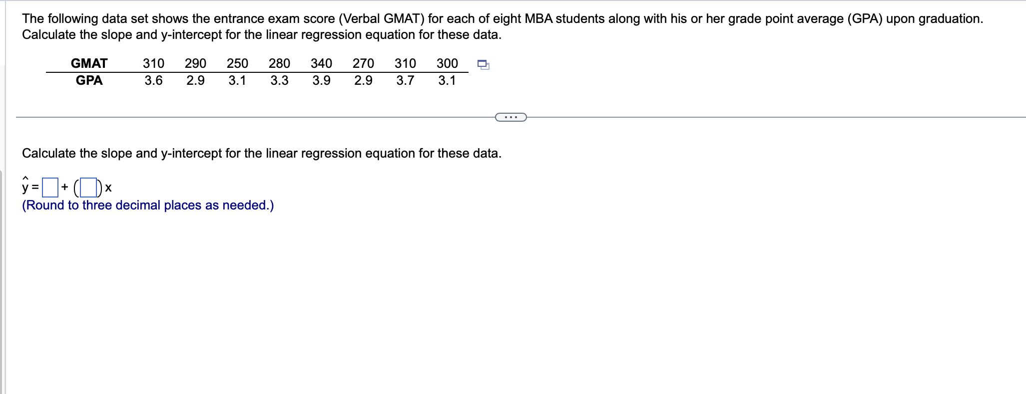 Solved The following data set shows the entrance exam score | Chegg.com