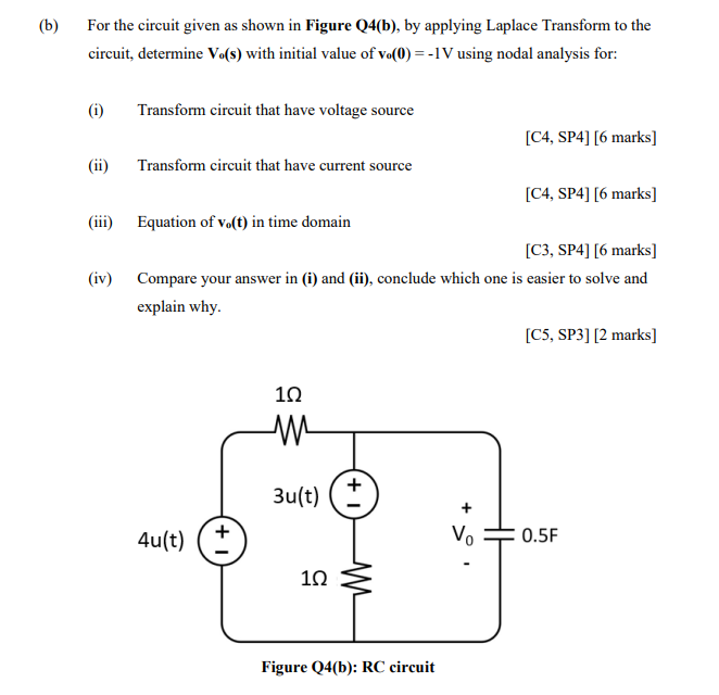 Solved (b) For the circuit given as shown in Figure Q4(b), | Chegg.com