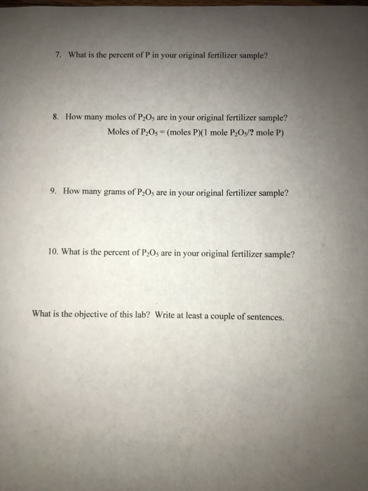 Solved Prelab Phosphorus Determination Mass of plant food
