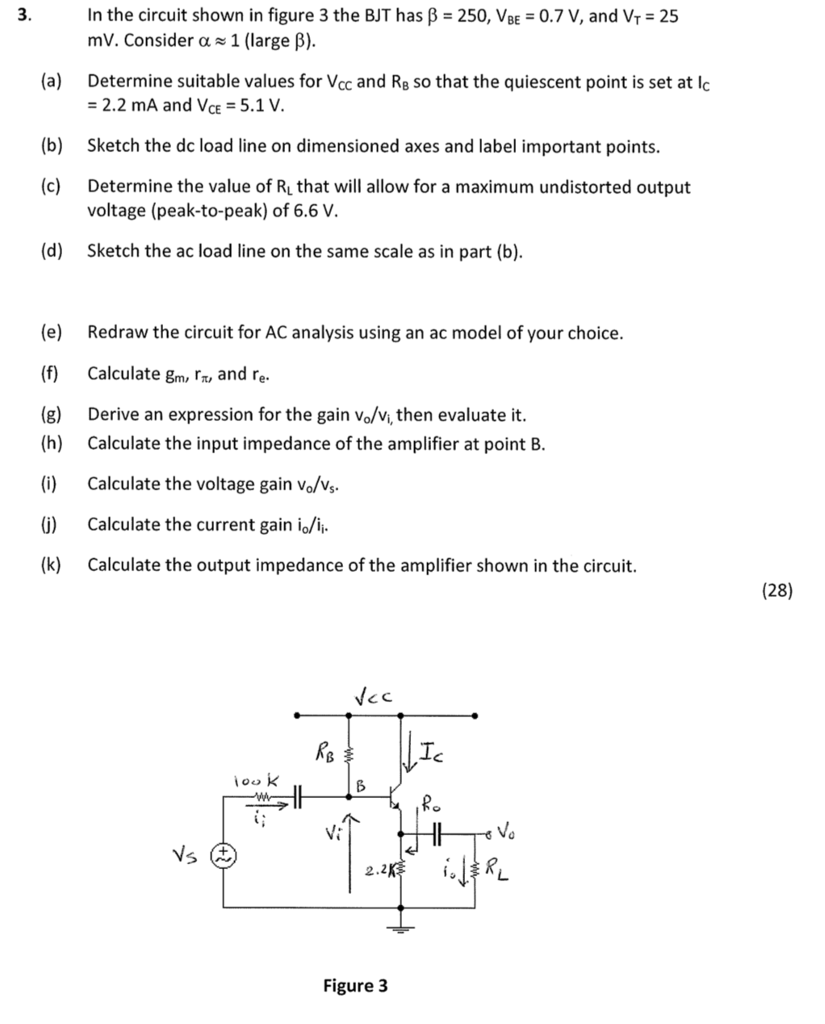 Solved In the circuit shown in figure 3 the BJT has B 250, | Chegg.com