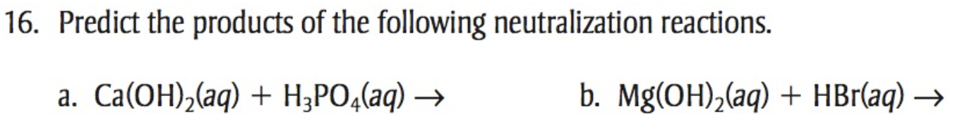 Solved Predict the products of the following neutralization | Chegg.com