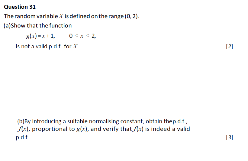 Solved Question 31 The random variable X is defined on the | Chegg.com