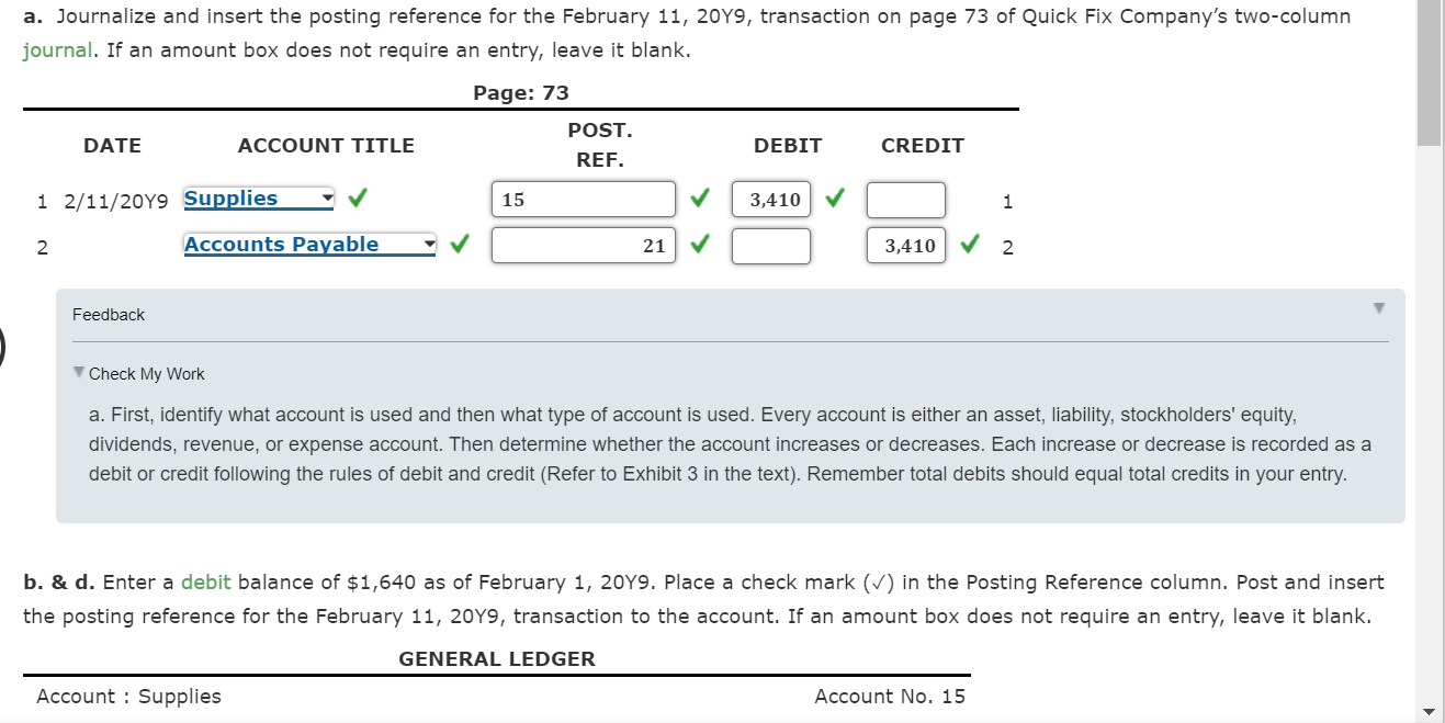 Solved a. Journalize and insert the posting reference for | Chegg.com