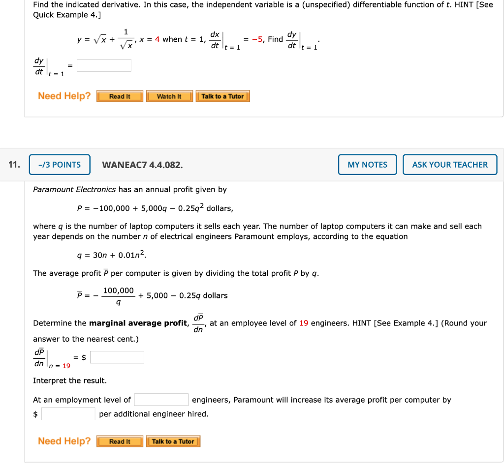 Solved Find the indicated derivative. In this case, the | Chegg.com