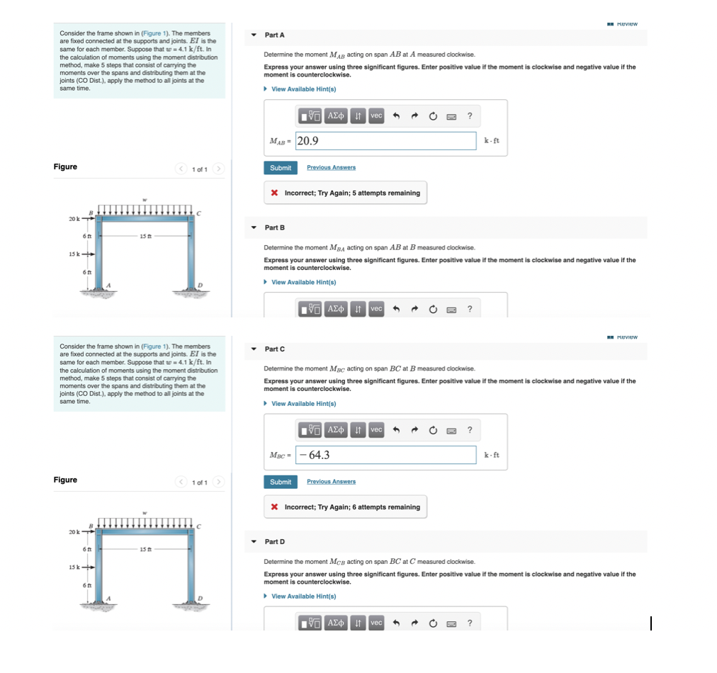Solved REVIEW Part A Consider the frame shown in (Figure 1). | Chegg.com