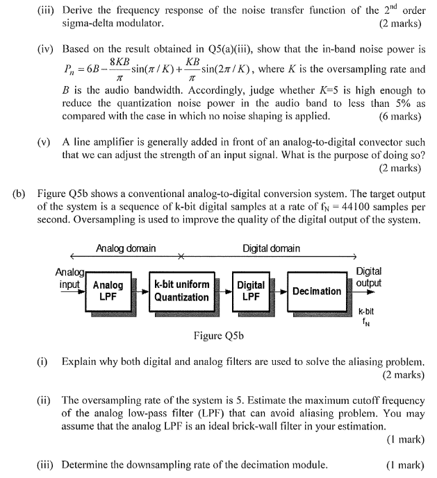 Solved Figure Q5a shows the block diagram of a noise shaping | Chegg.com